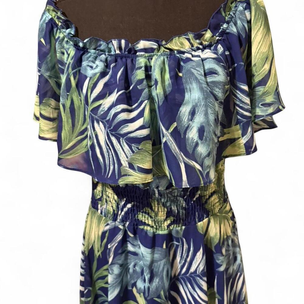 Rabbit Rabbit Rabbit Designs tropical print off the shoulder dress Size large - Picture 4 of 6